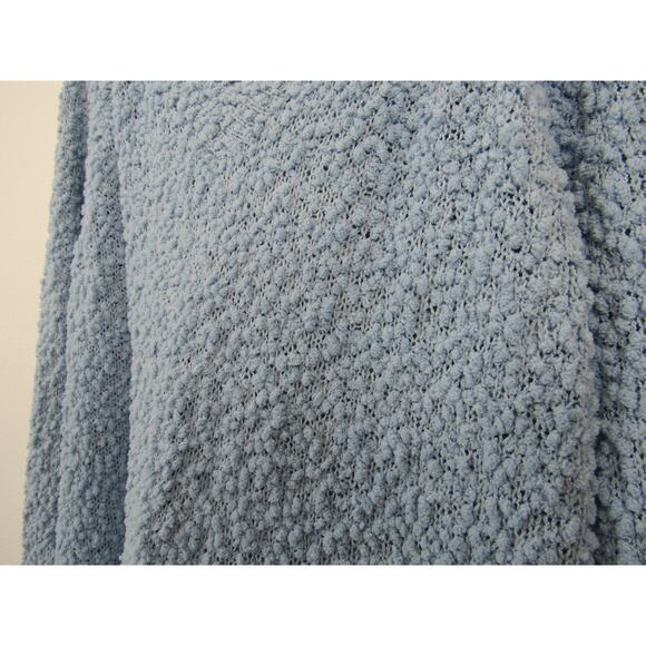 Macaron Large Light Blue Fuzzy Popcorn Knit Sweater Women's Pullover V Neck - Picture 3 of 6